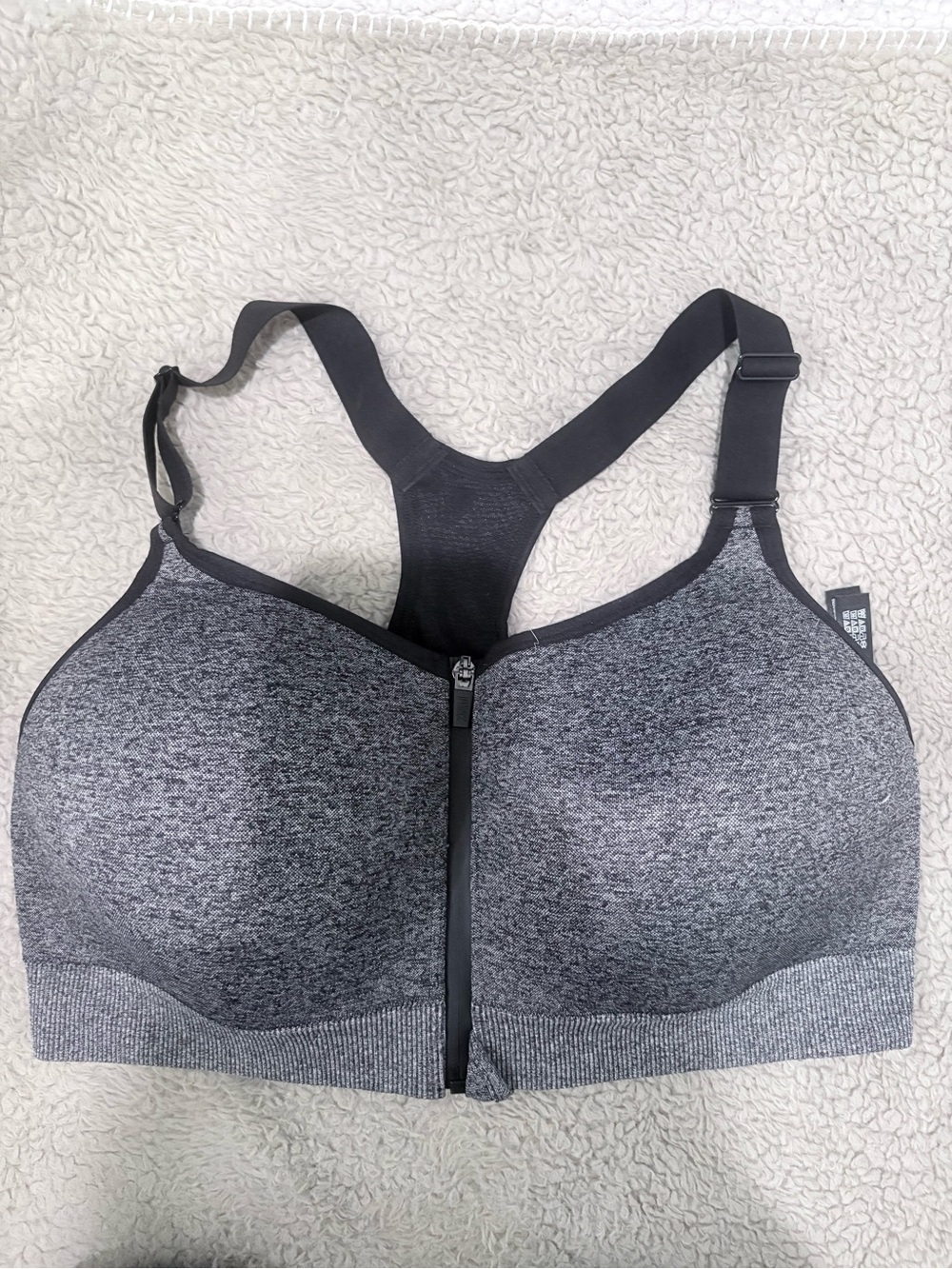 PINK Victoria's Secret Heather Gray Front-Zip Racerback Sports Bra